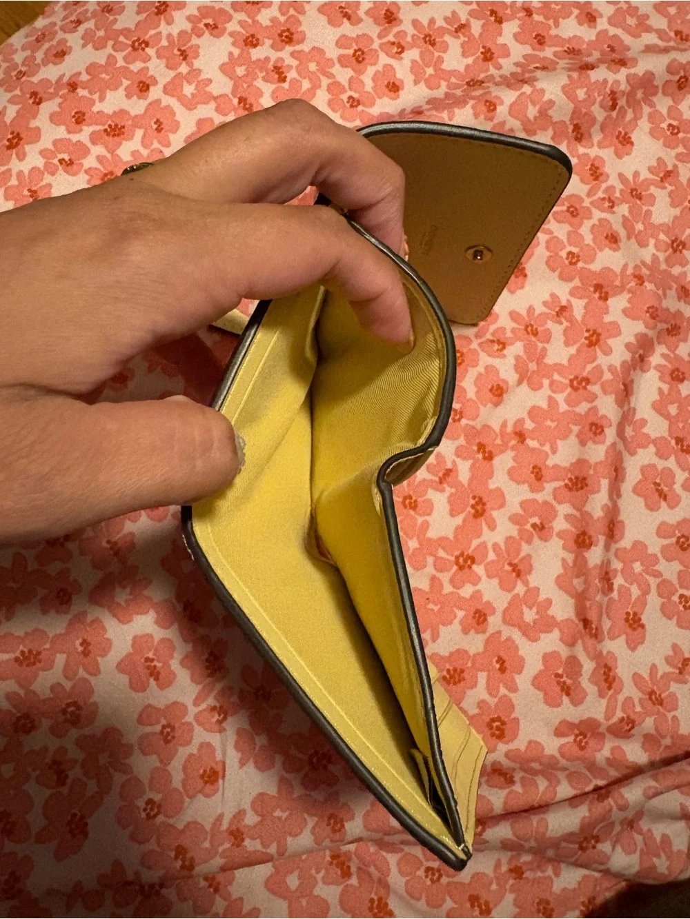 Yellow Women’s Pebbled Leather Wallet with Gold Accent
